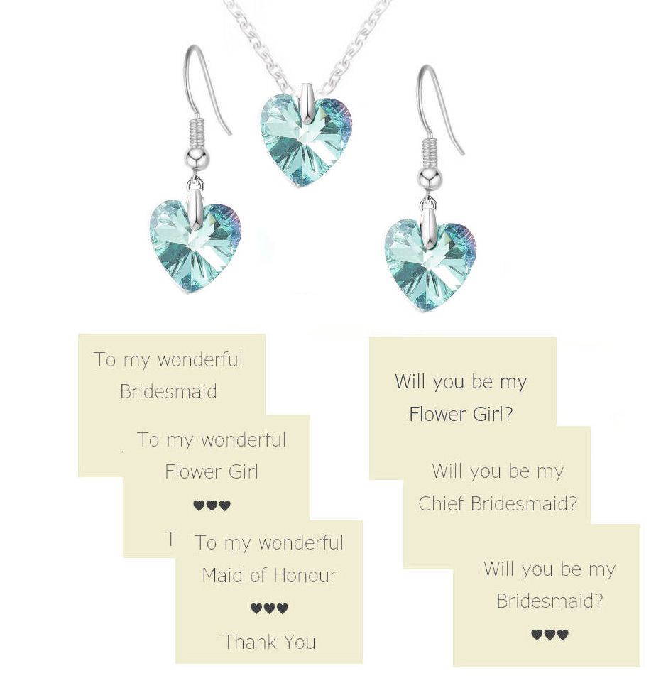 Ice Blue AB Crystal and Silver Necklace & Earrings - Bridesmaid, Maid of Honor, Flower Girl etc, Gift Set