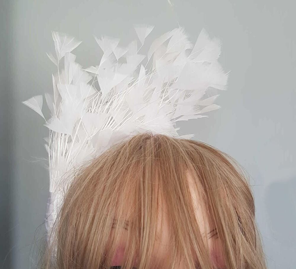 White Feather Headband Fascinator Hair Piece