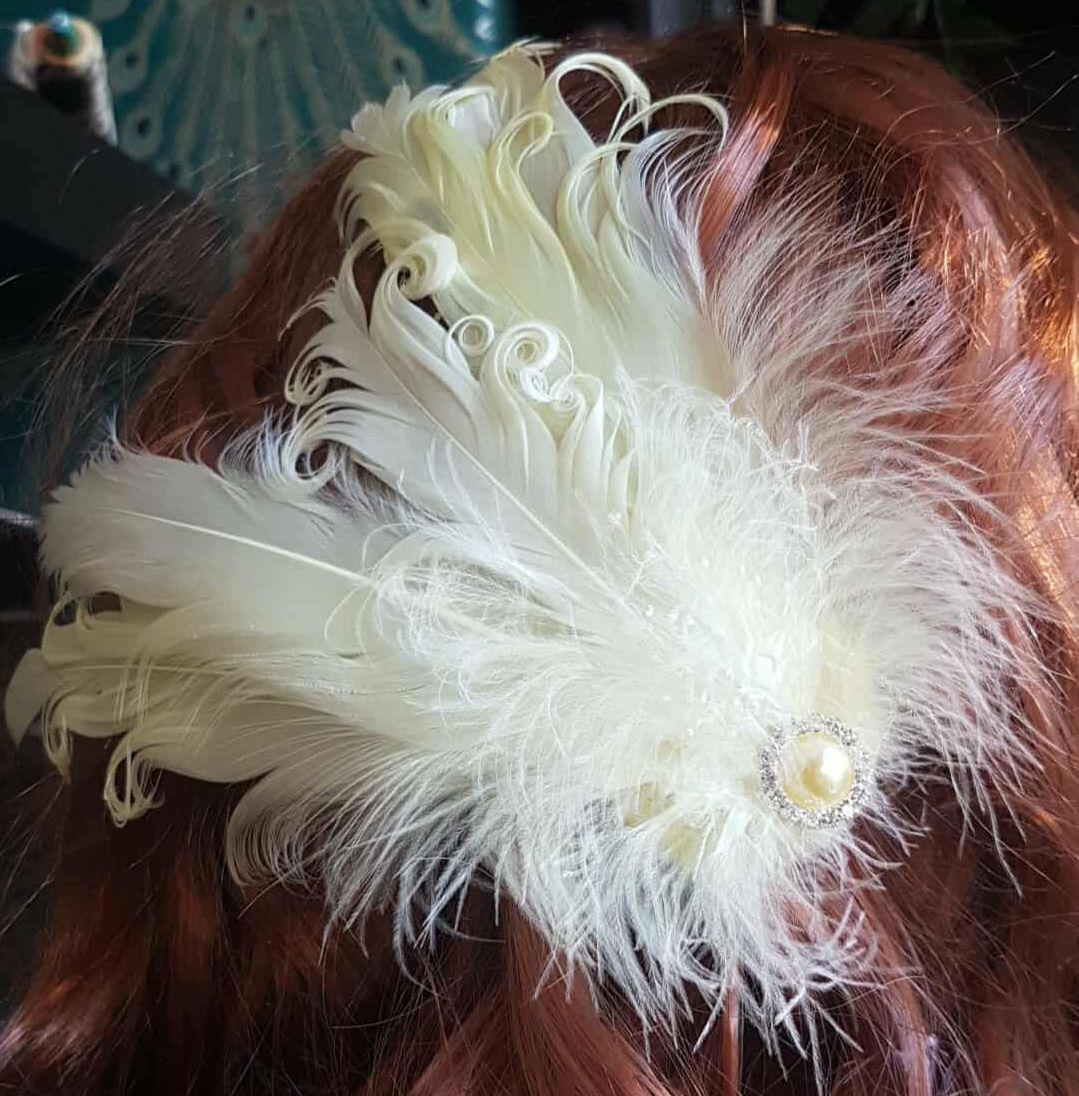 Lemon Yellow Feather Headpiece Hair Piece Vintage Flapper 1920s