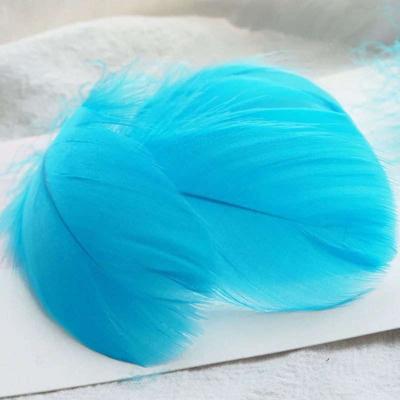 Aqua Blue Goose Coquille Feathers x 25
