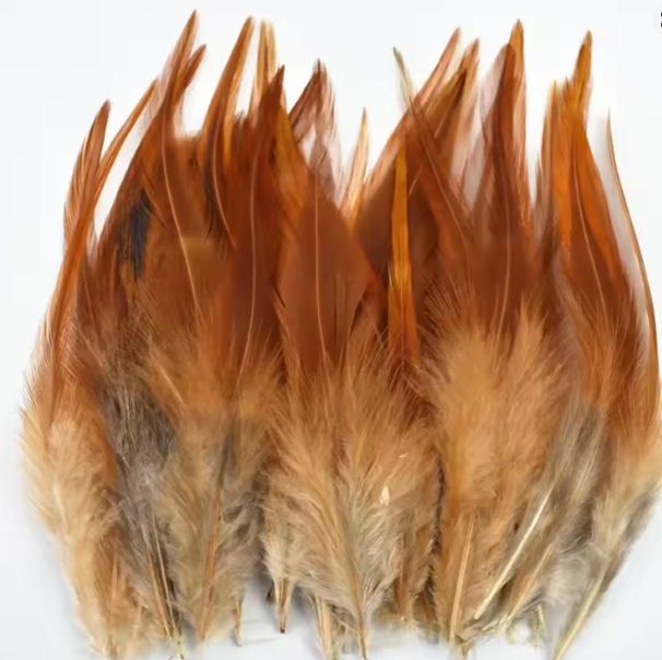 Natural Rooster Saddle Feathers x 10