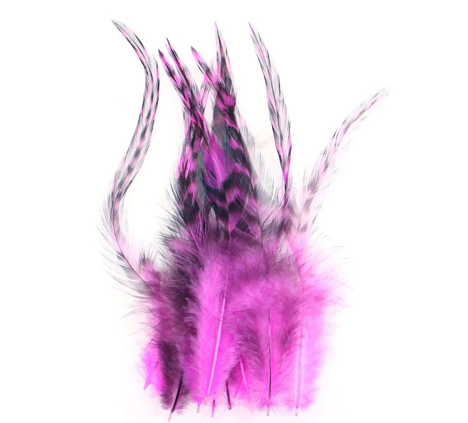 Pink Grizzly Rooster Saddle Hackle Feathers