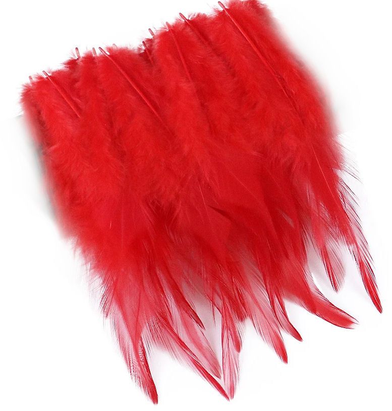 Red Rooster Saddle Feathers x 10