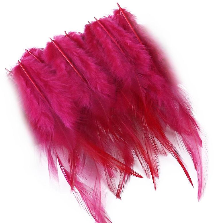 Burgundy Rooster Saddle Feathers x 10