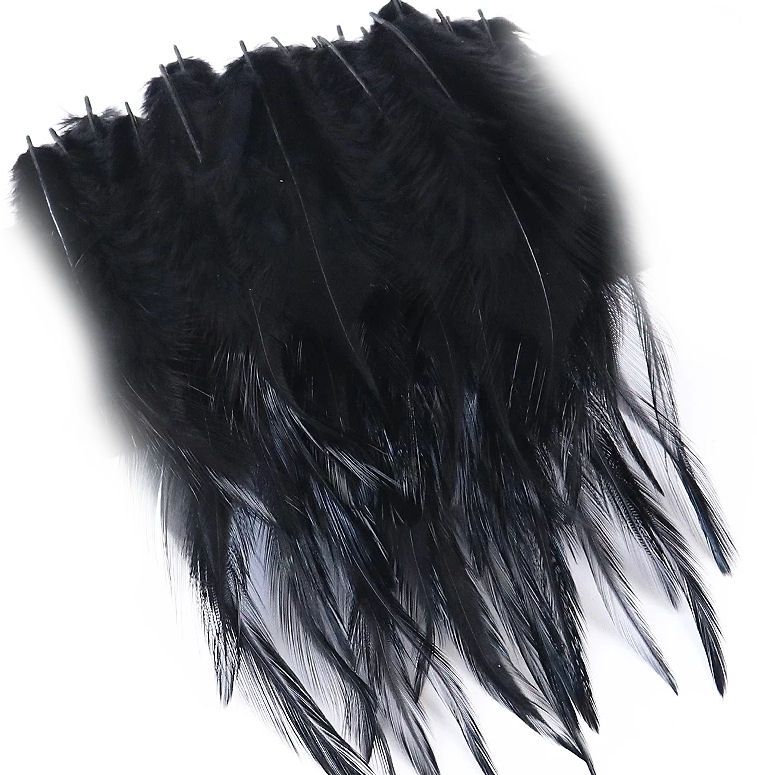 Black Rooster Saddle Feathers x 10