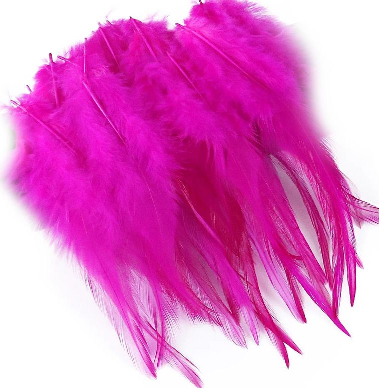 Dark Pink Rooster Saddle Feathers x 10