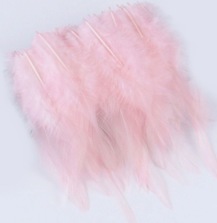 Baby Pink Rooster Saddle Feathers x 10