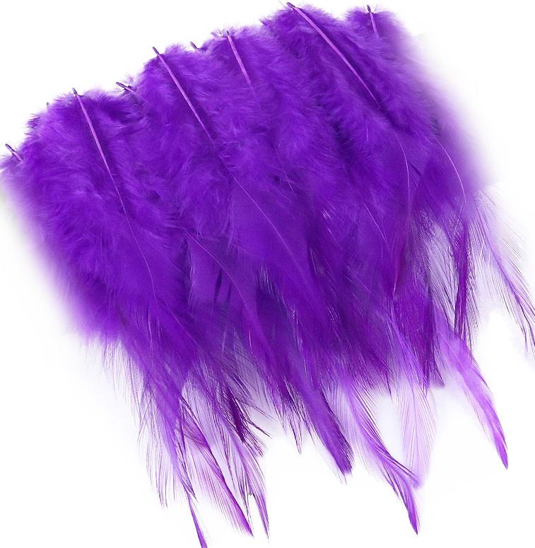 Purple Rooster Saddle Feathers x 10