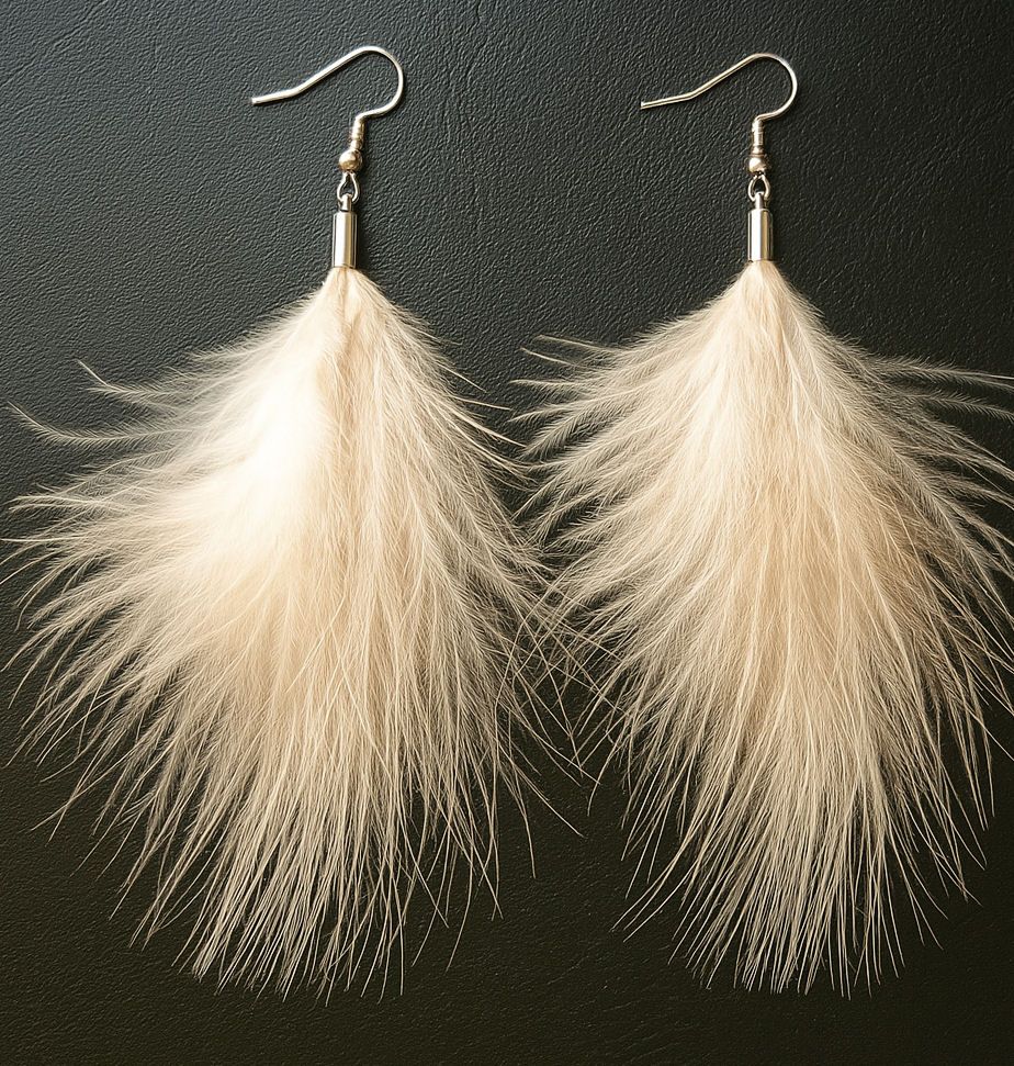 Champagne Marabou Feather Earrings