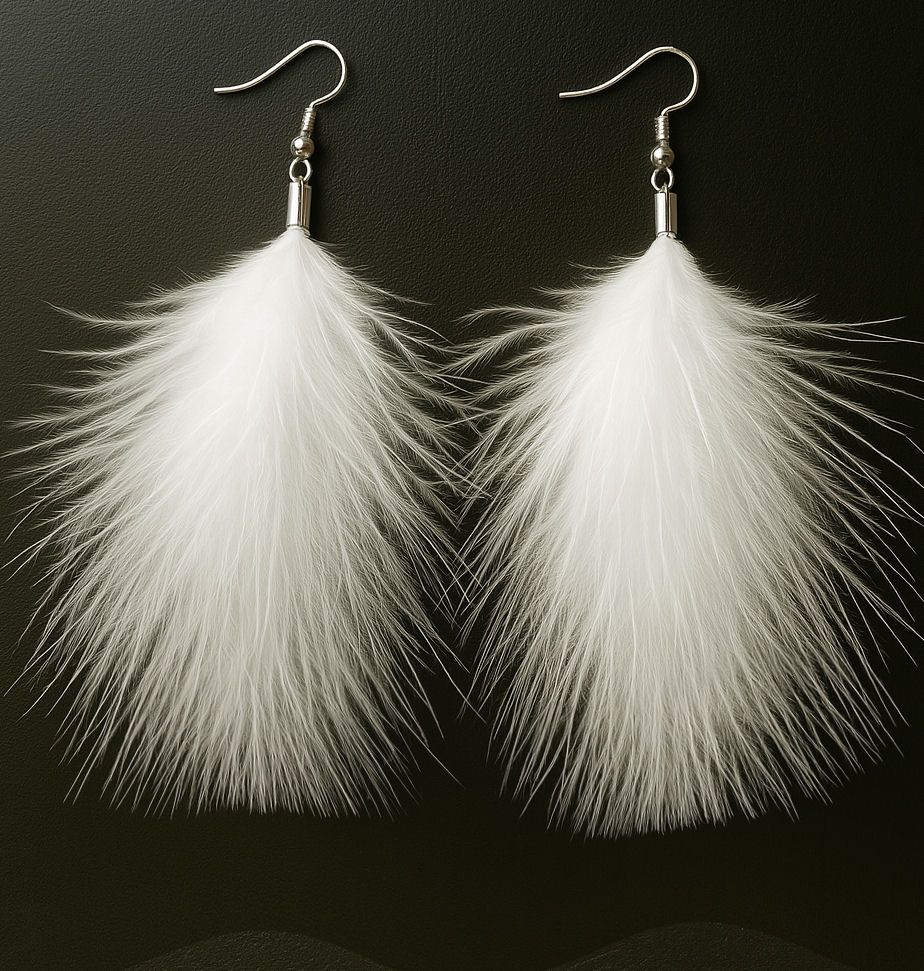White Marabou Feather Earrings