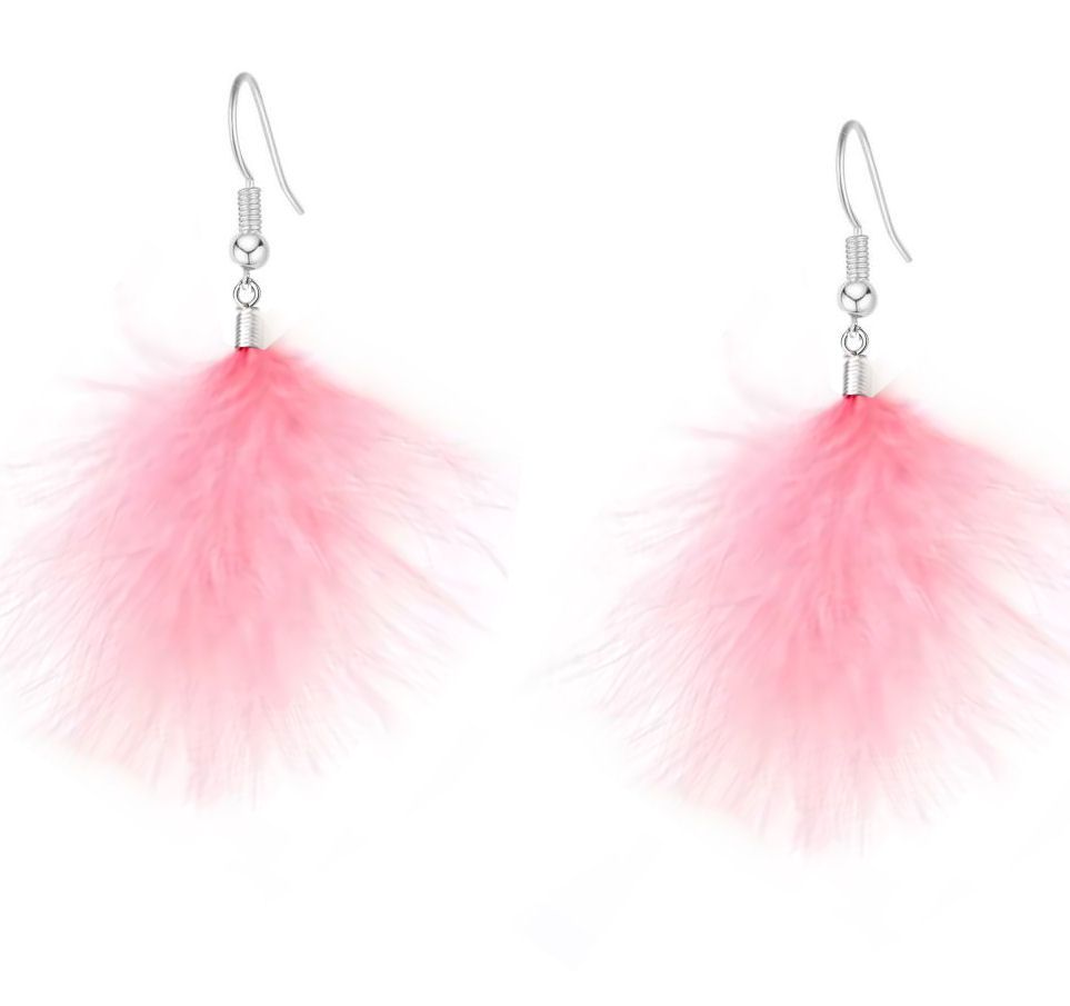 Pink Marabou Feather Earrings