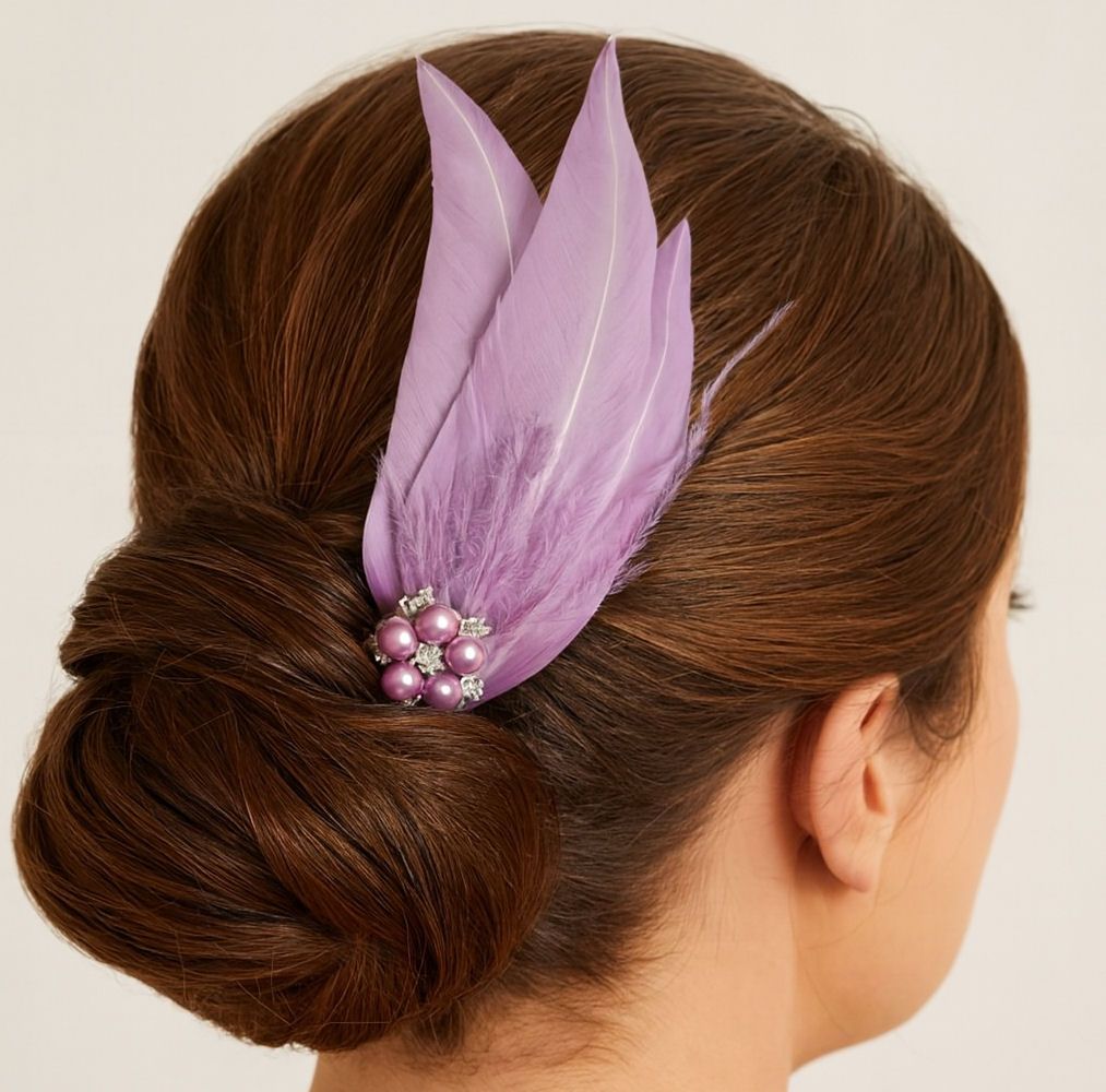 Lilac Feather Hair Clip, Pointed