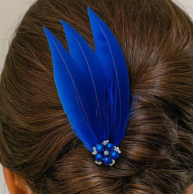 Blue Feather Hair Accessories