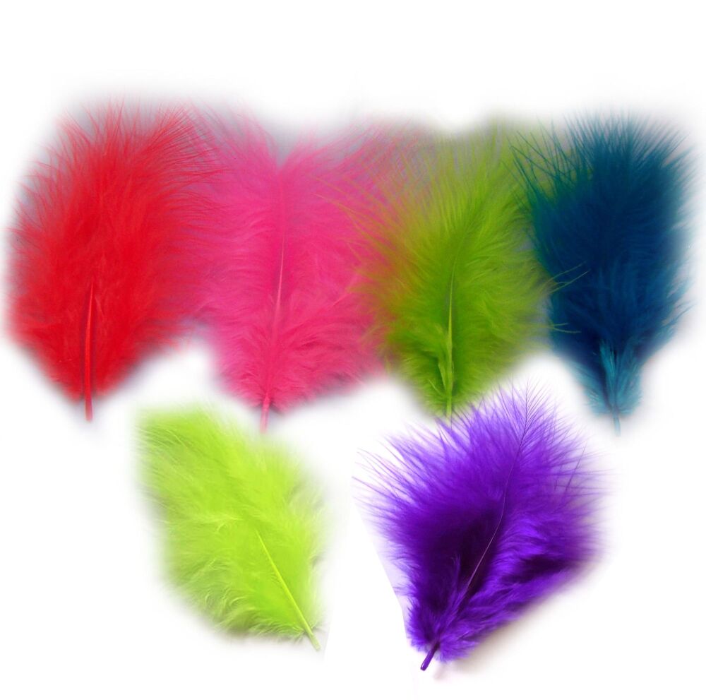 Assorted Vibrant Neon Marabou Feathers - Small