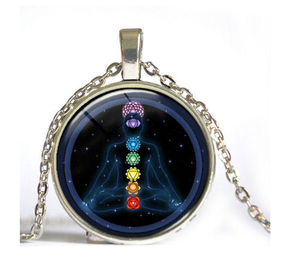 Chakra Round Dome Pendant Necklace