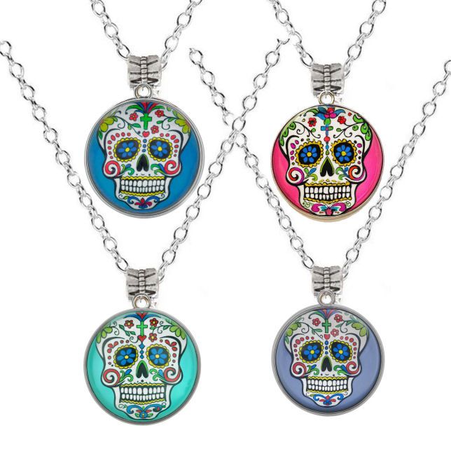 Day of the Dead Skull Pendant Necklace