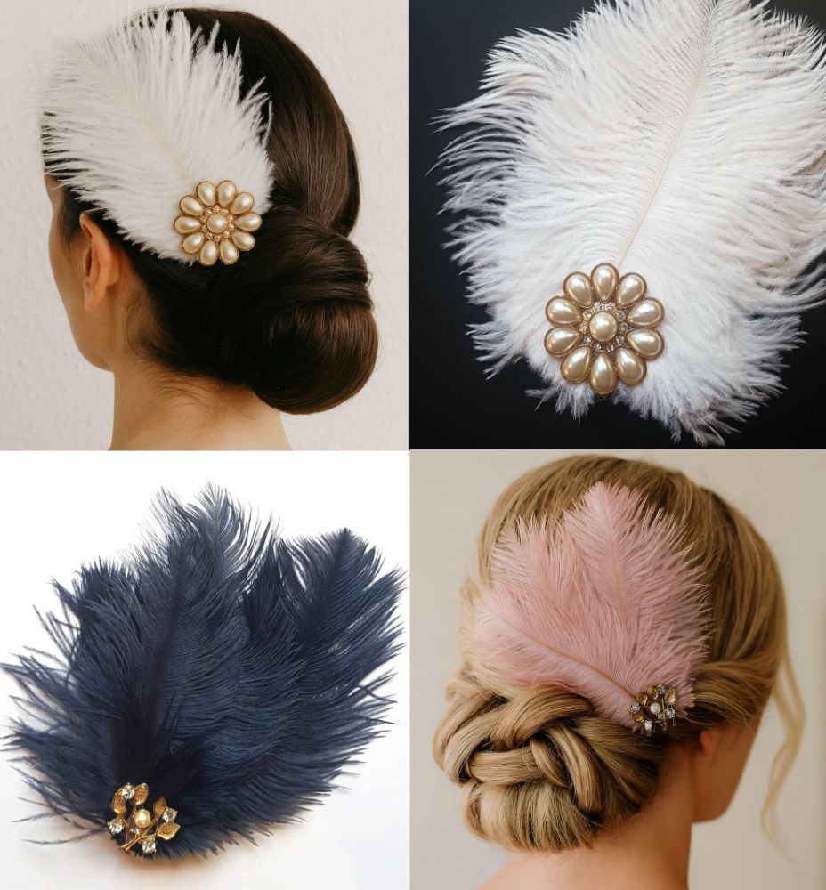 Feather Hair Clip: Pearl and Plume