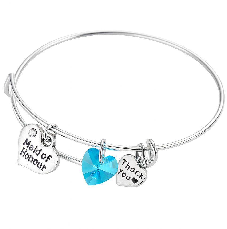 Maid of Honour Charm Bracelet with Thank You Card & Organza Bag