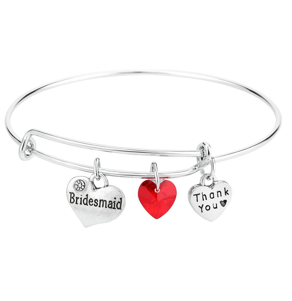 Bridesmaid Charm Bracelet with Thank You Card & Organza Bag
