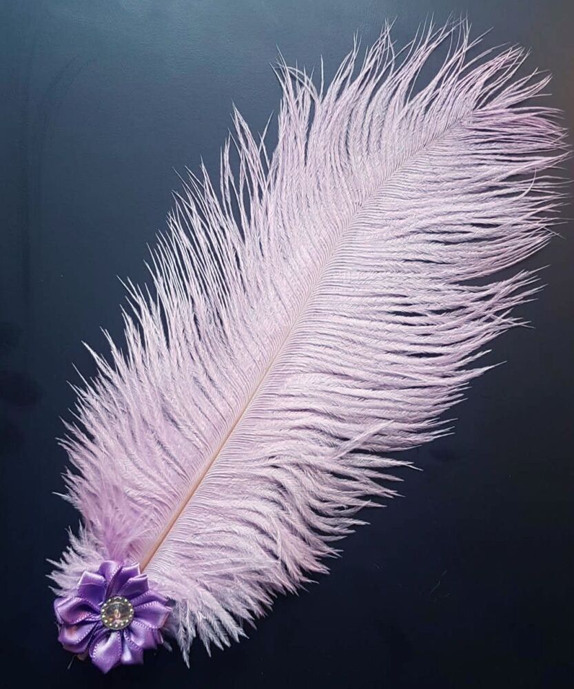 Lilac Ostrich Feather Hair Piece, Clip Style