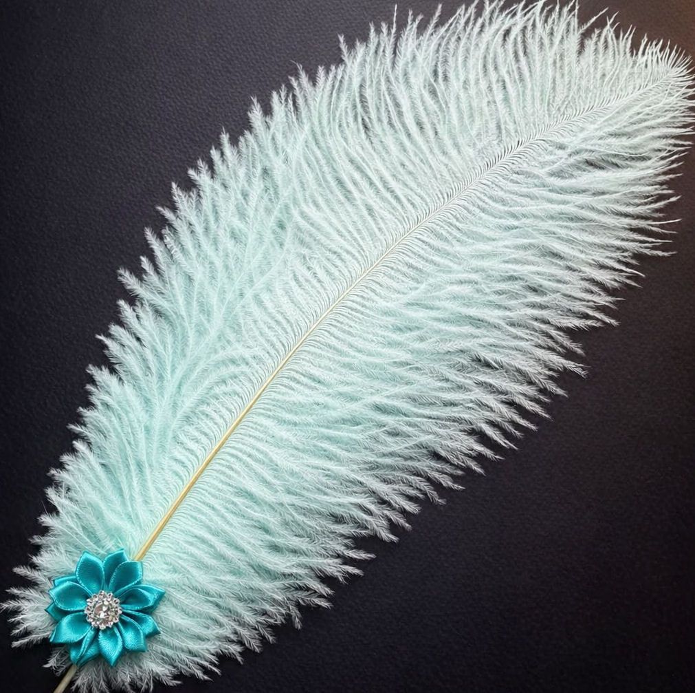 Mint Green Ostrich Feather Hair Piece, Clip Style