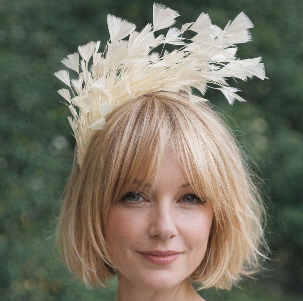 Ivory Feather Cascade Fascinator - Handcrafted Headband