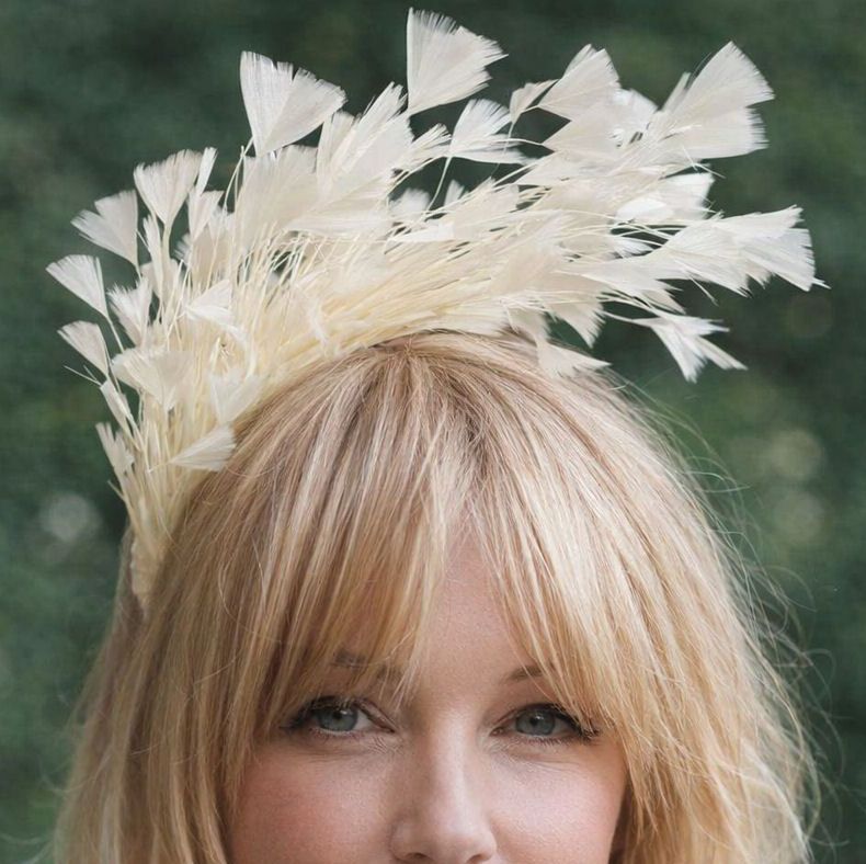 Ivory Feather Cascade Fascinator - Handcrafted Headband