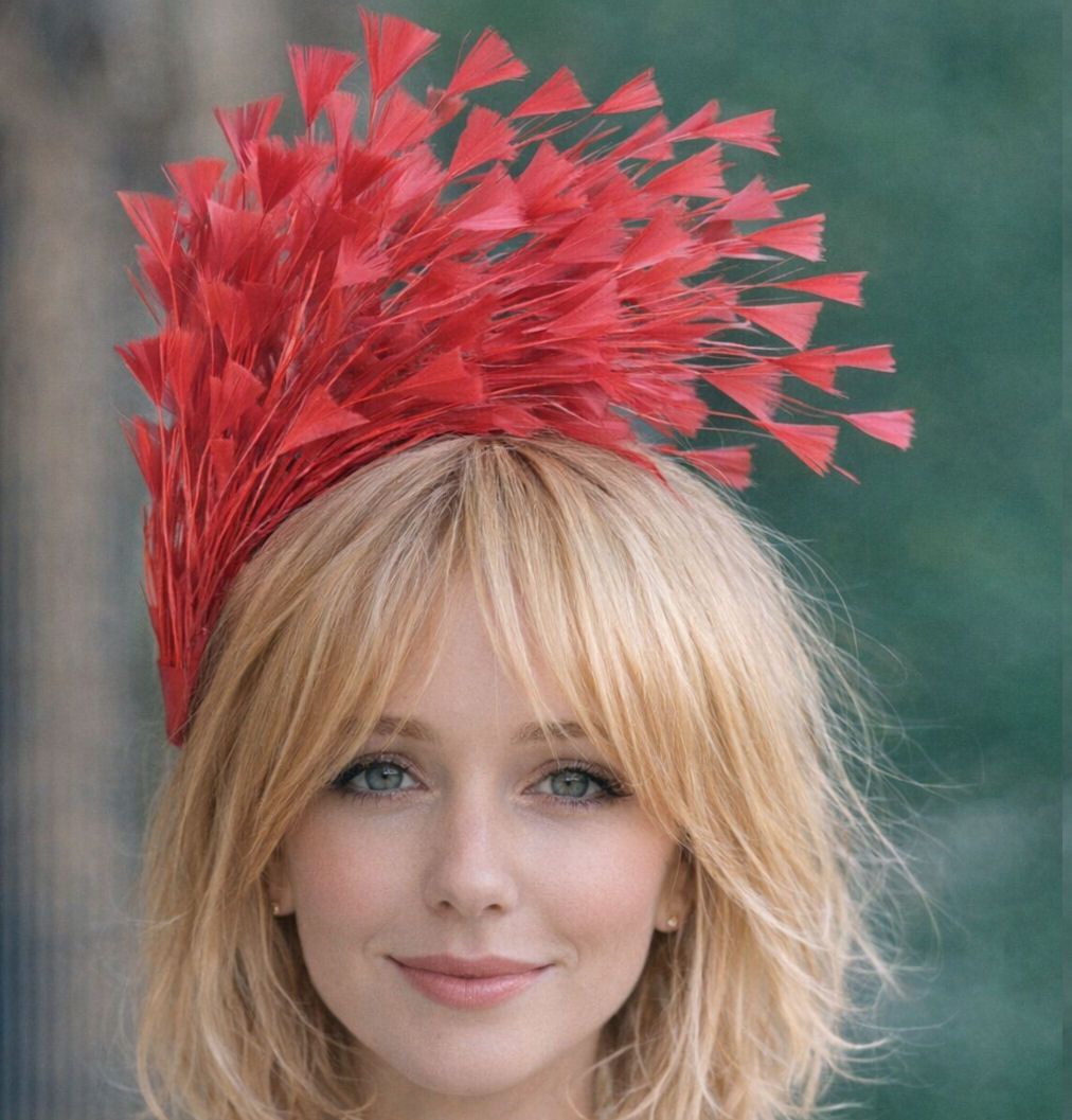 Red Wine Feather Headband Fascinator Hair Piece