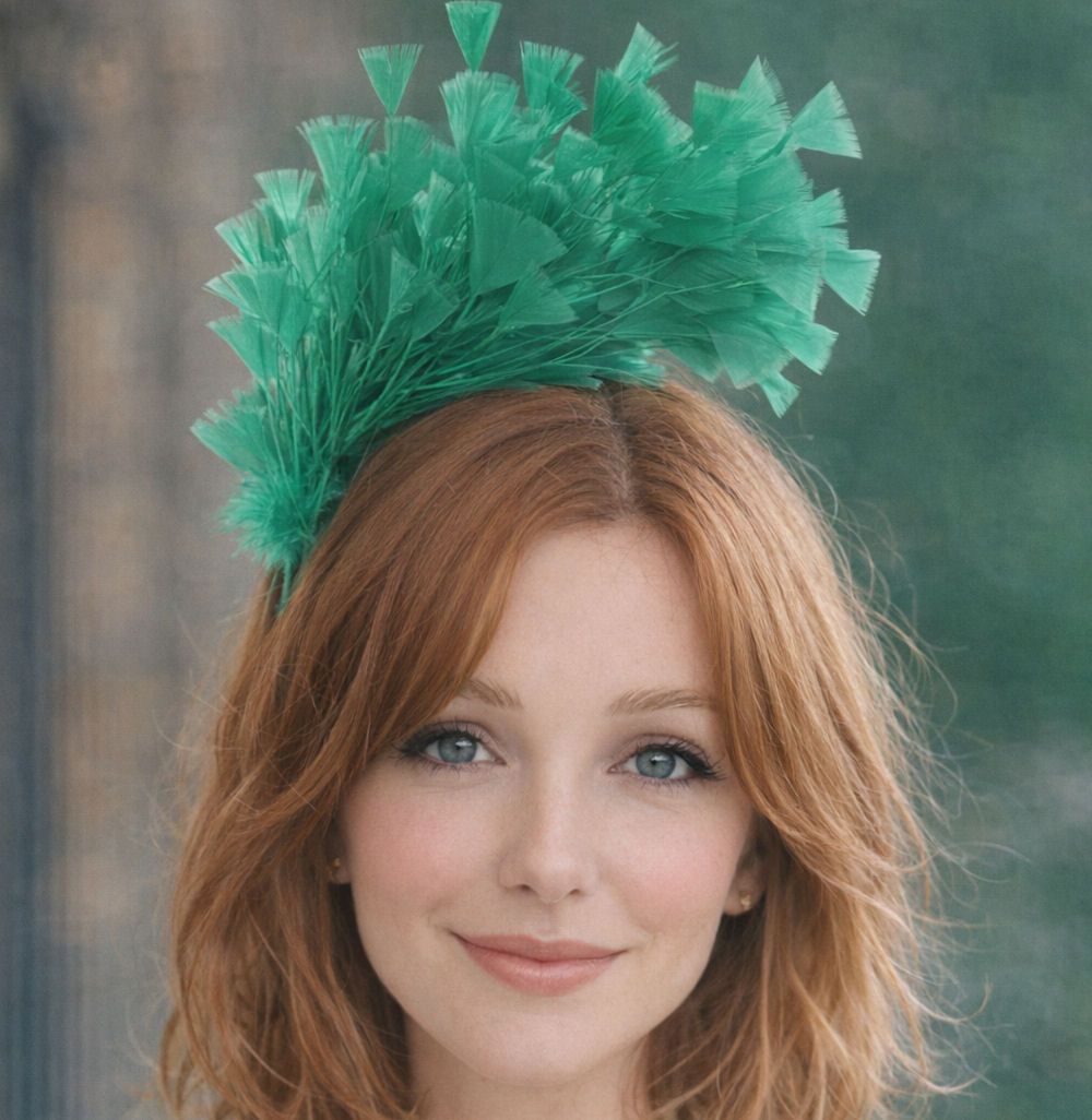 Green Feather Headband Fascinator Hair Piece