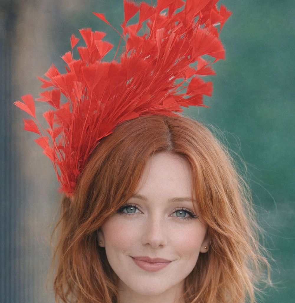 Red Feather Headband Fascinator Hair Piece