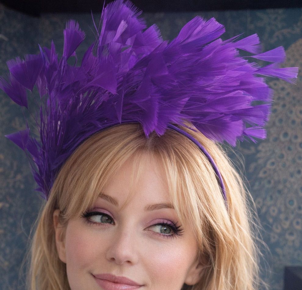 Purple Feather Headband Fascinator Hair Piece