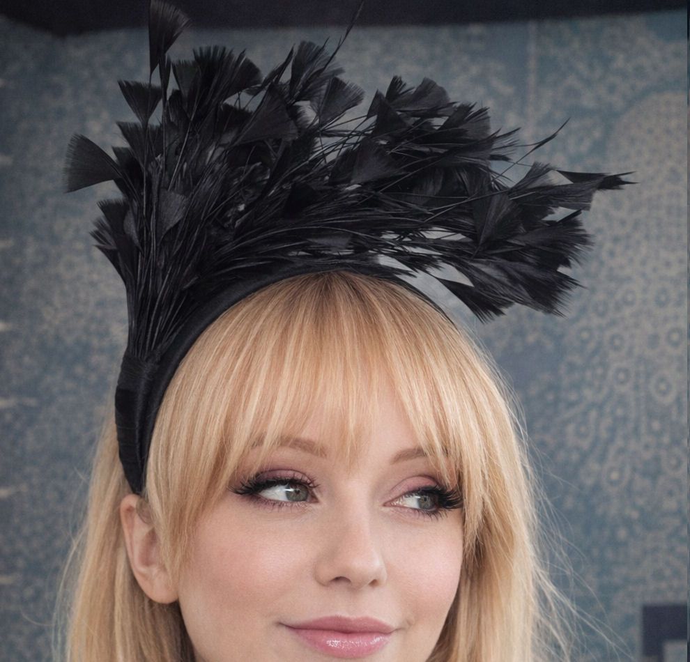 Black Feather Headband Fascinator Hair Piece