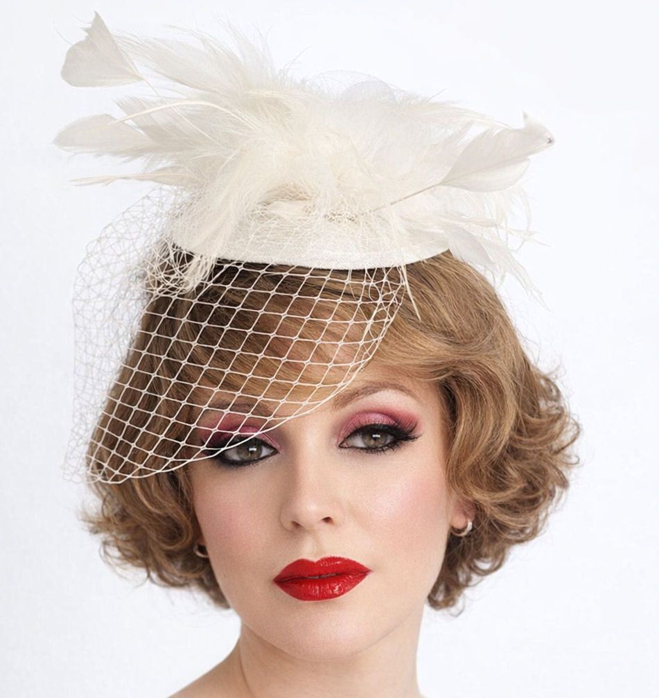 White Veil Wedding Fascinator Clip