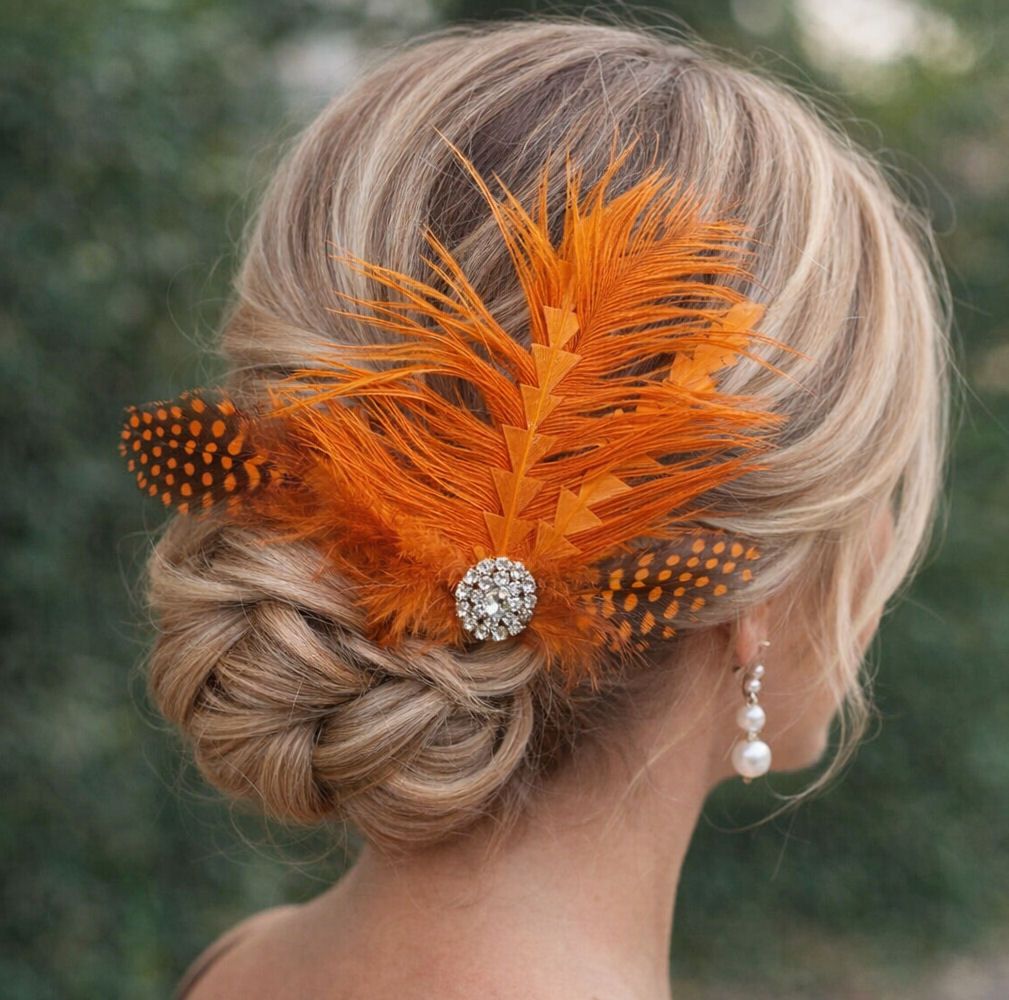Orange Feather Hair Clip