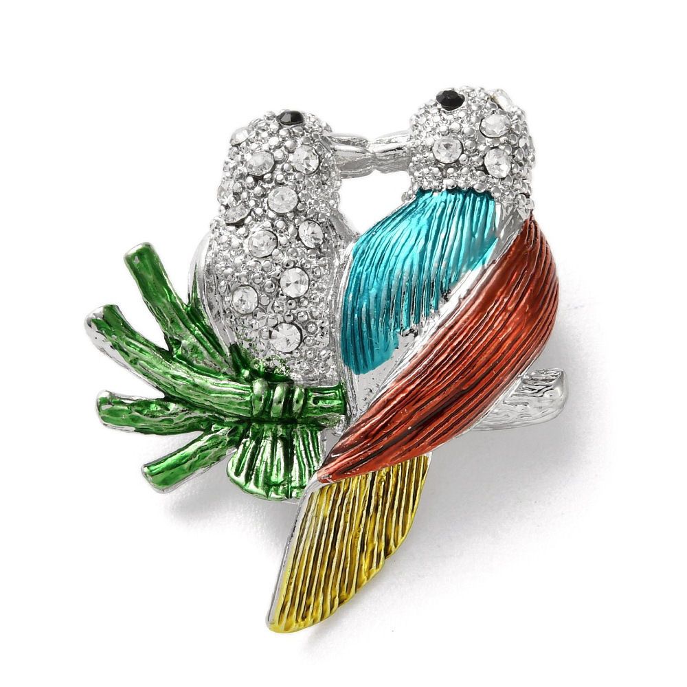 Woodpecker Silver, Blue, Red and Green Brooch