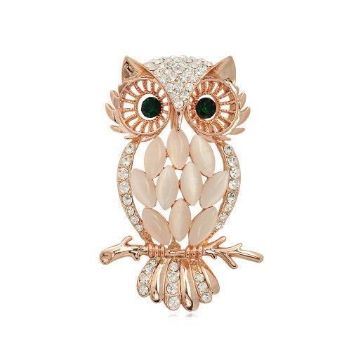 Owl Metal Gold Brooch