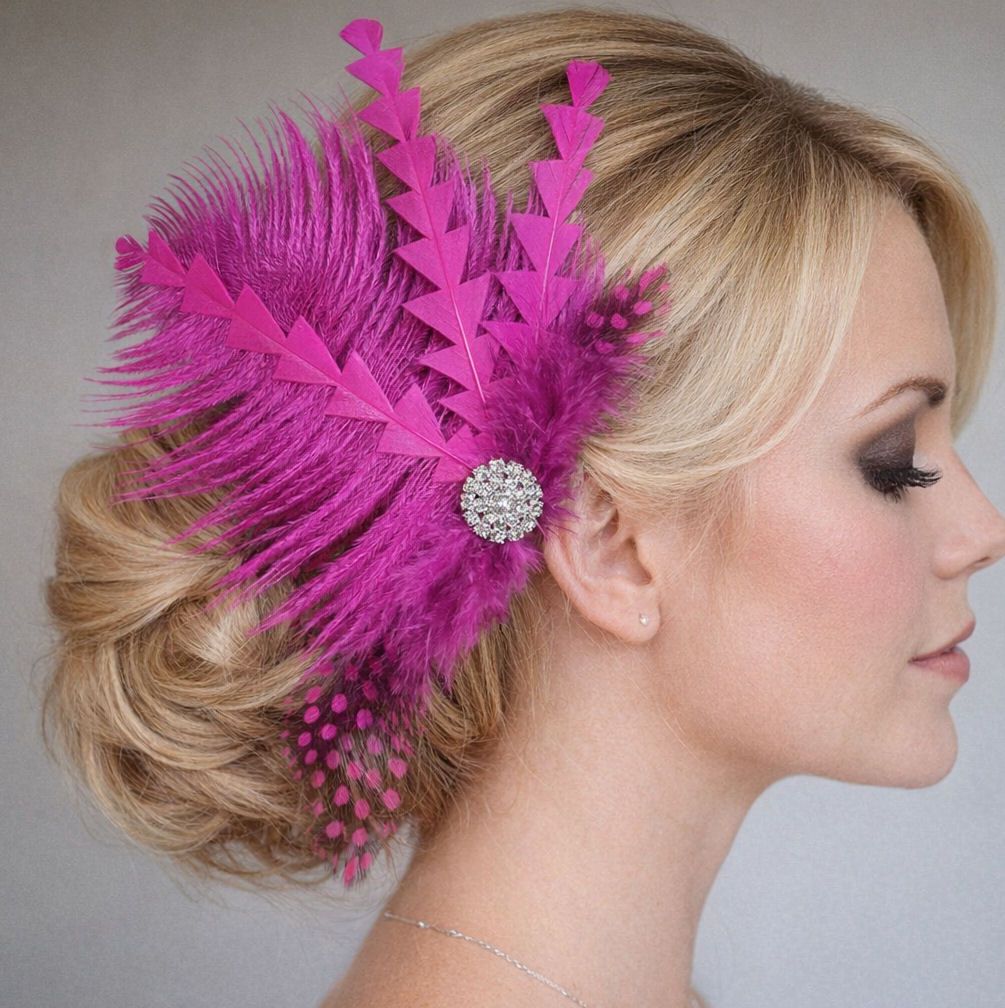 Shocking Pink Feather Hair Clip