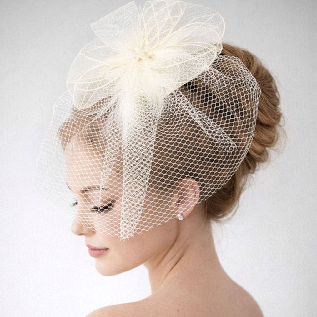 Ivory Veil Wedding Fascinator Clip