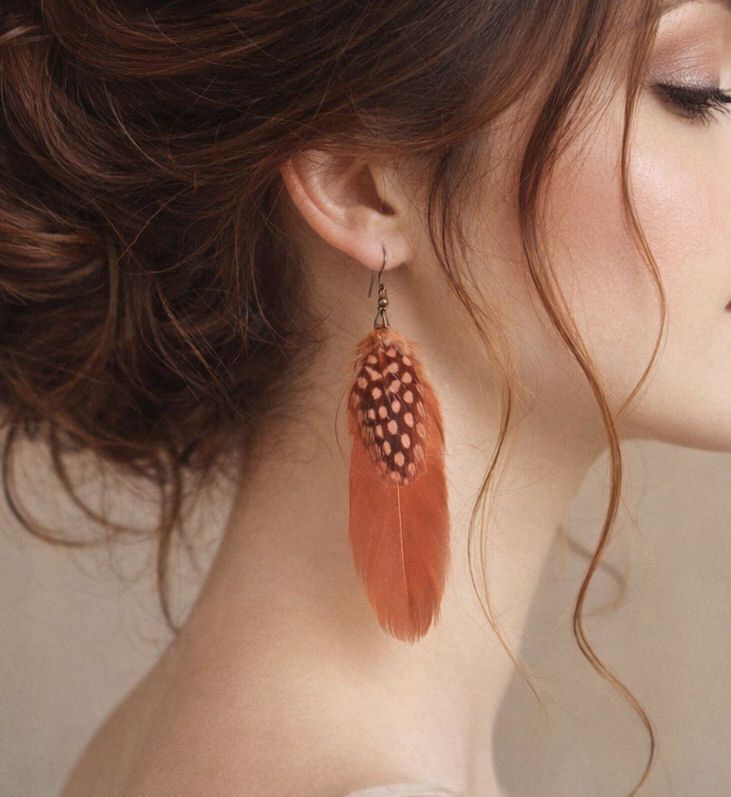 Rust Feather Earrings