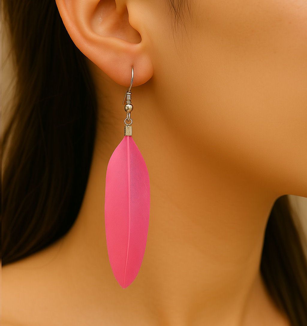 Hot Pink Feather Earrings
