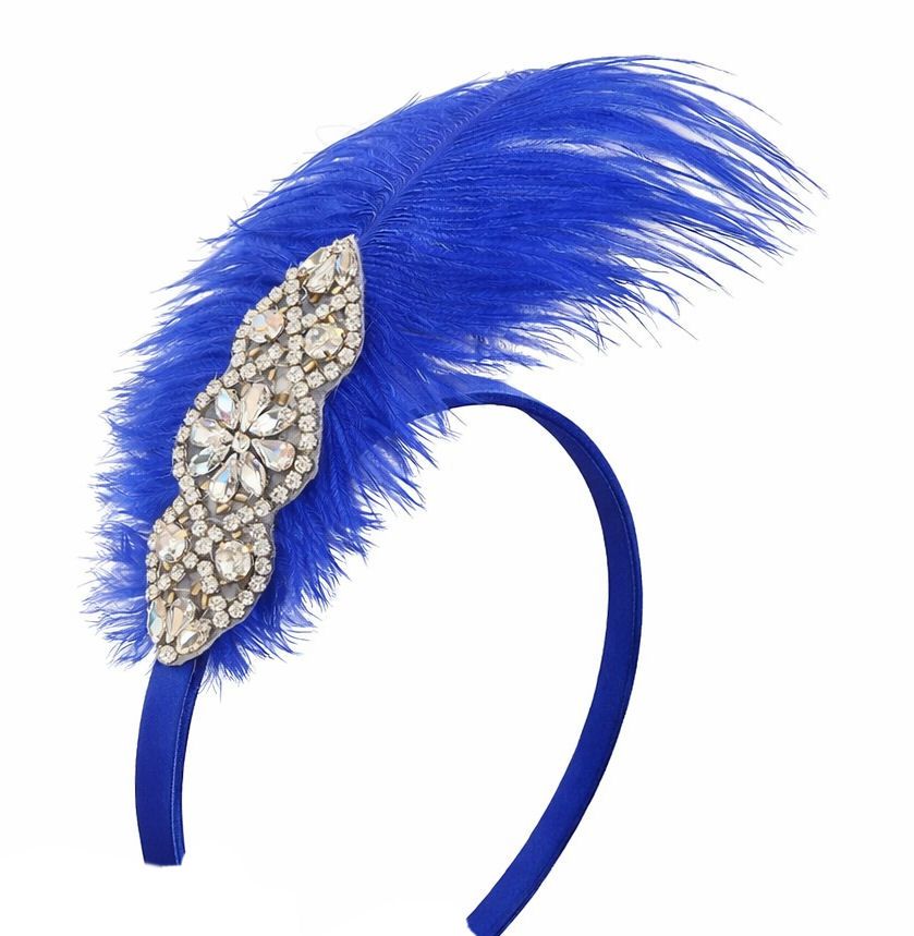 Royal Blue Ostrich Feather Headband Hair Piece