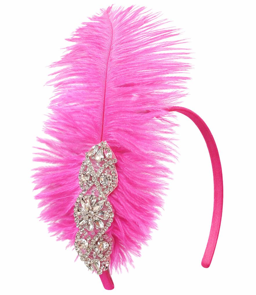 Hot Pink Ostrich Feather Headband Hair Piece