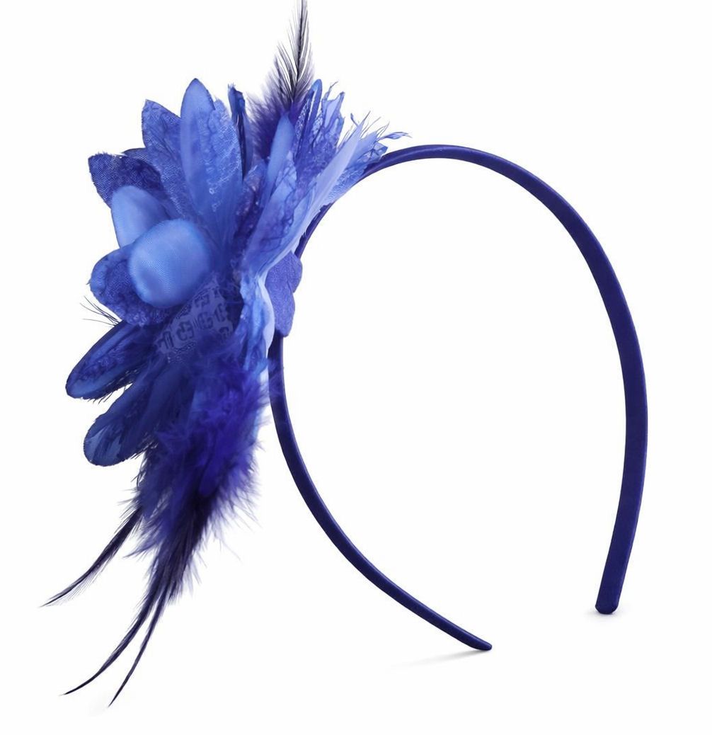 Royal Blue Feather Corsage Headband &ndash; Elegant Handmade Accessory