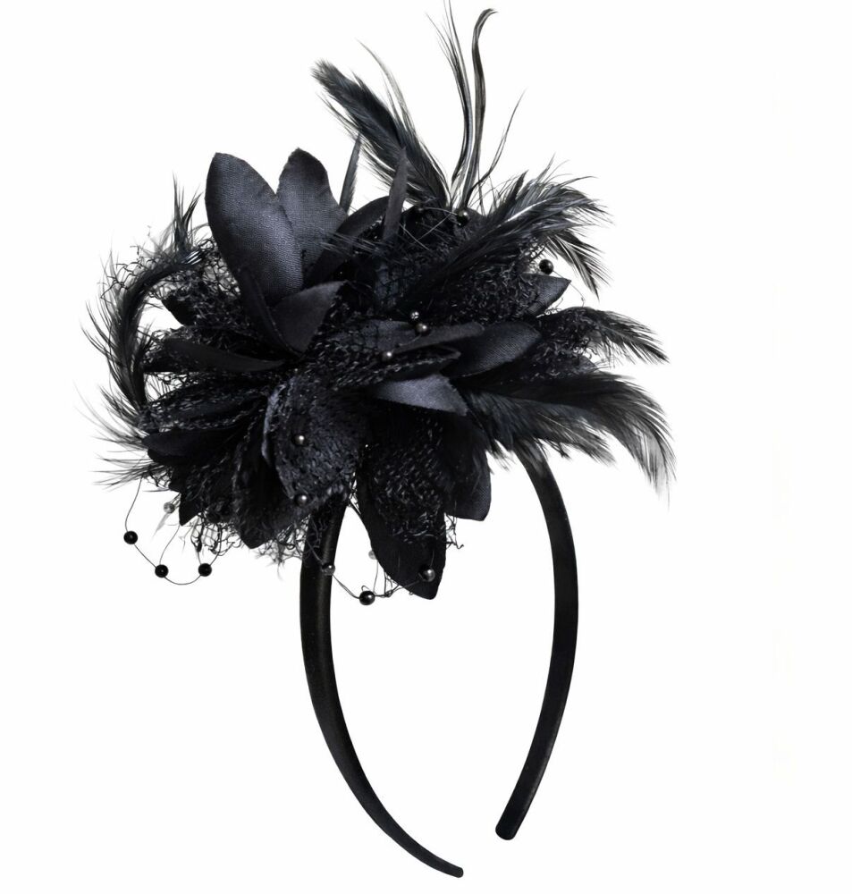 Black Feather Corsage Headband &ndash; Elegant Handmade Accessory