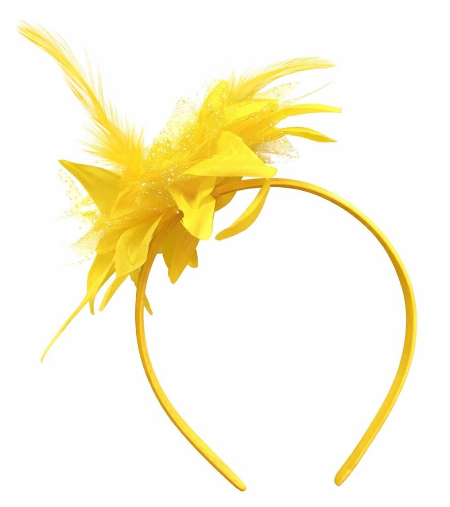 Yellow Feather Corsage Headband &ndash; Elegant Handmade Accessory