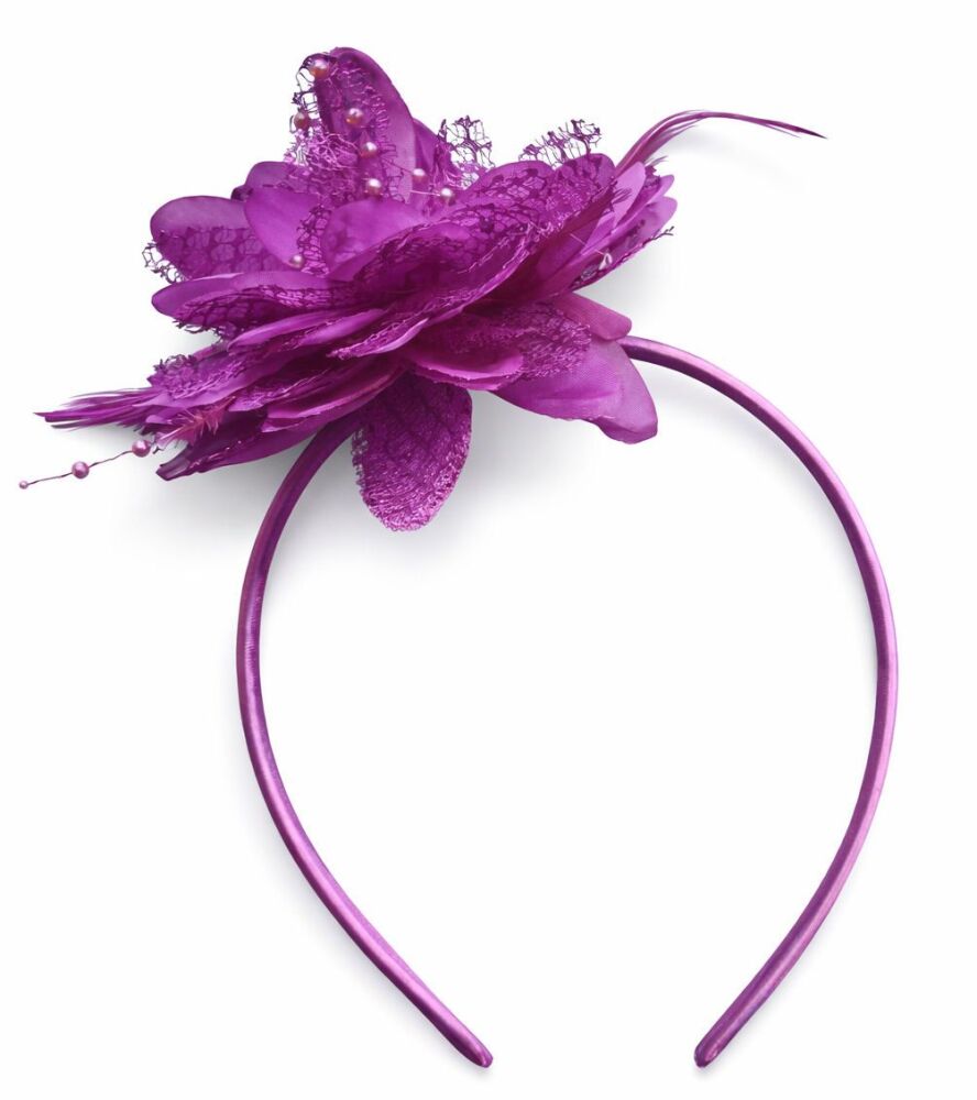 Purple Fabric Flower Headband &ndash; Elegant Handmade Accessory for Women and Girls