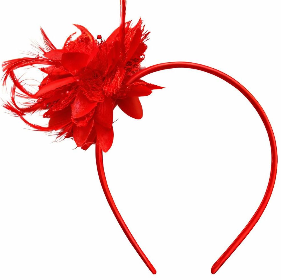 Red Floral Feather Headband &ndash; Elegant Accessory for Parties, Weddings & Photoshoots