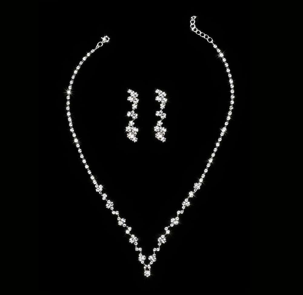 Elegant Rhinestone Necklace & Earring Set
