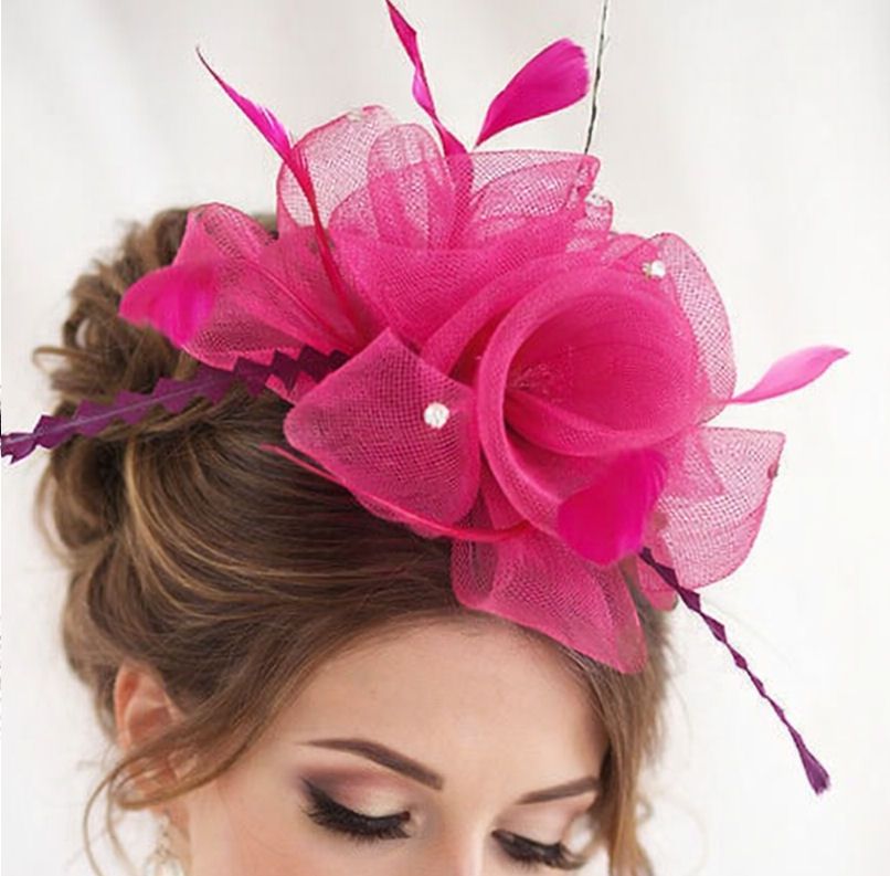 Dark Pink and Plum Purple Wedding Fascinator Clip