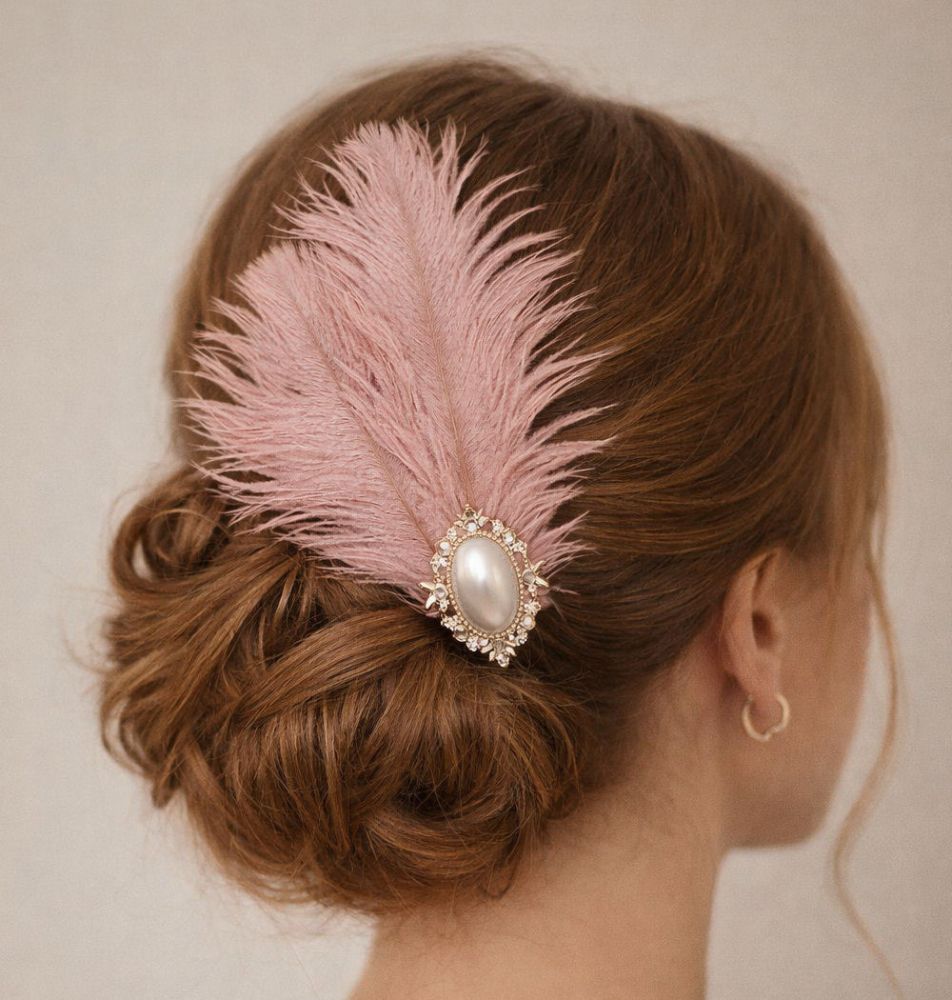 Pink Feather Hair Accessories